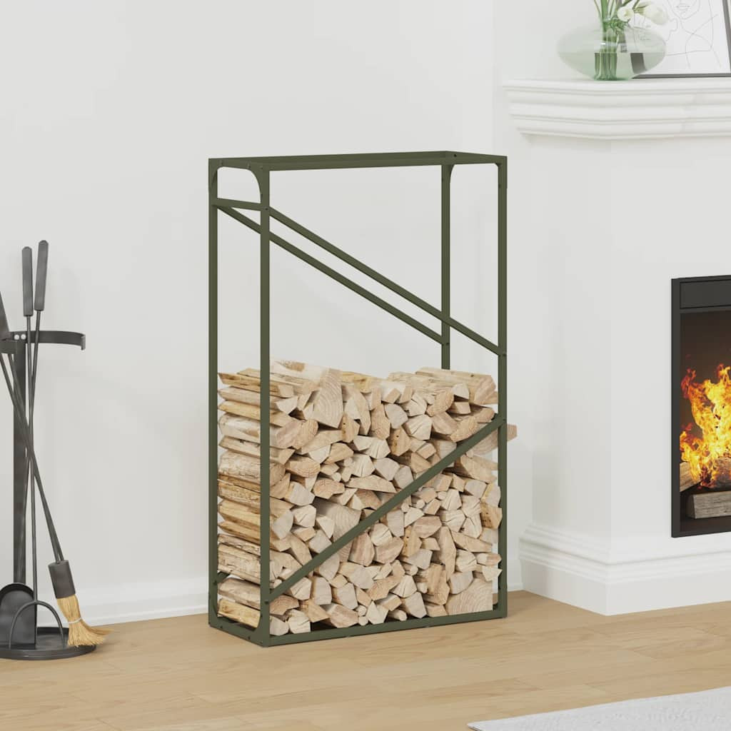 vidaXL Brennholzregal Olivgrün 60x25x100 cm Kaltgewalzter Stahl