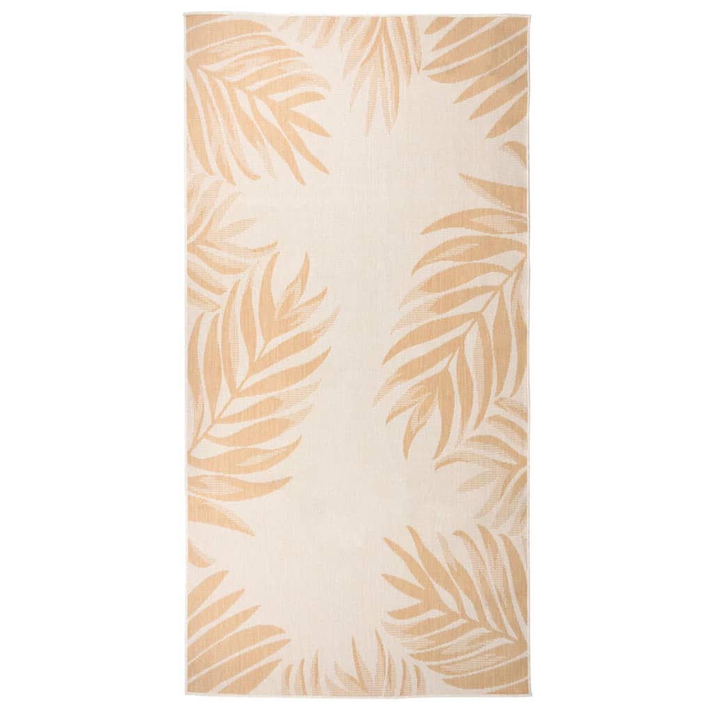 vidaXL Outdoor-Teppich Flachgewebe 100x200 cm Blattmuster