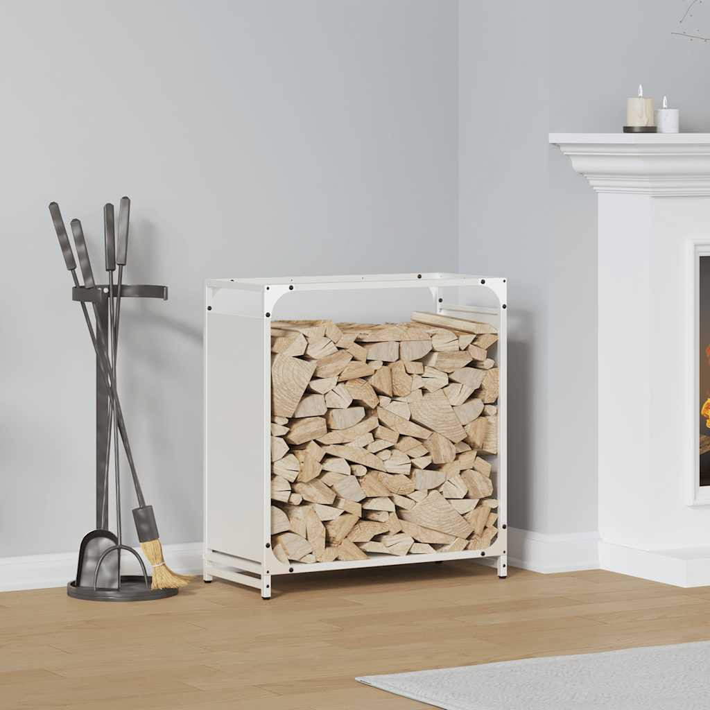 vidaXL Brennholzregal Weiß 60x28x65 cm Kaltgewalzter Stahl
