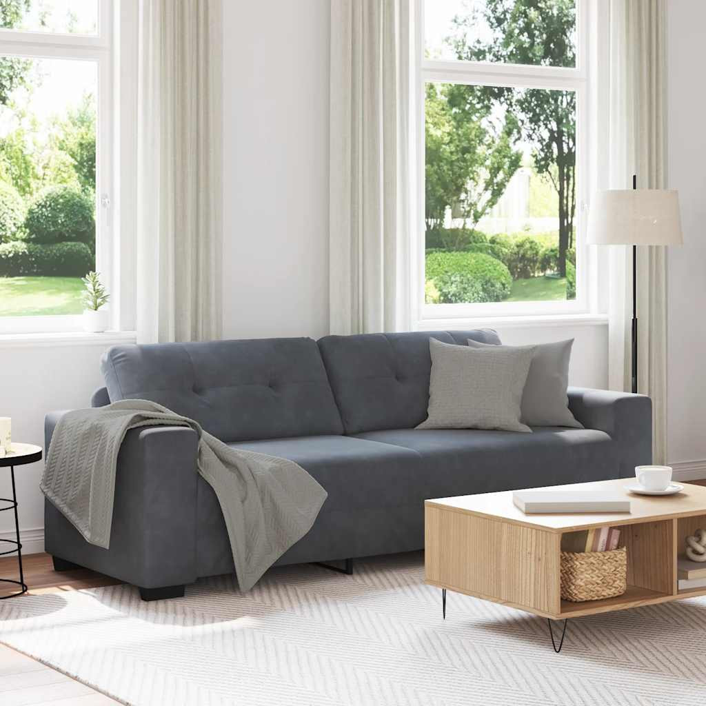 vidaXL 3-Sitzer-Sofa Dunkelgrau 220x78x80 cm Samt