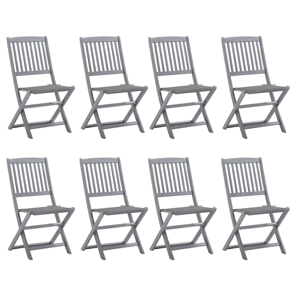 vidaXL Klappbare Gartenstühle 8 Stk. mit Kissen Massivholz Akazie