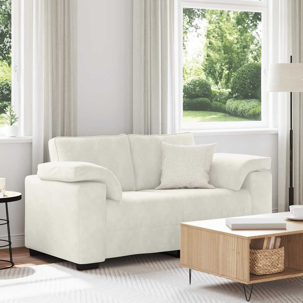 vidaXL Zweisitzer-Sofa Creme 160x77x82 cm Samt