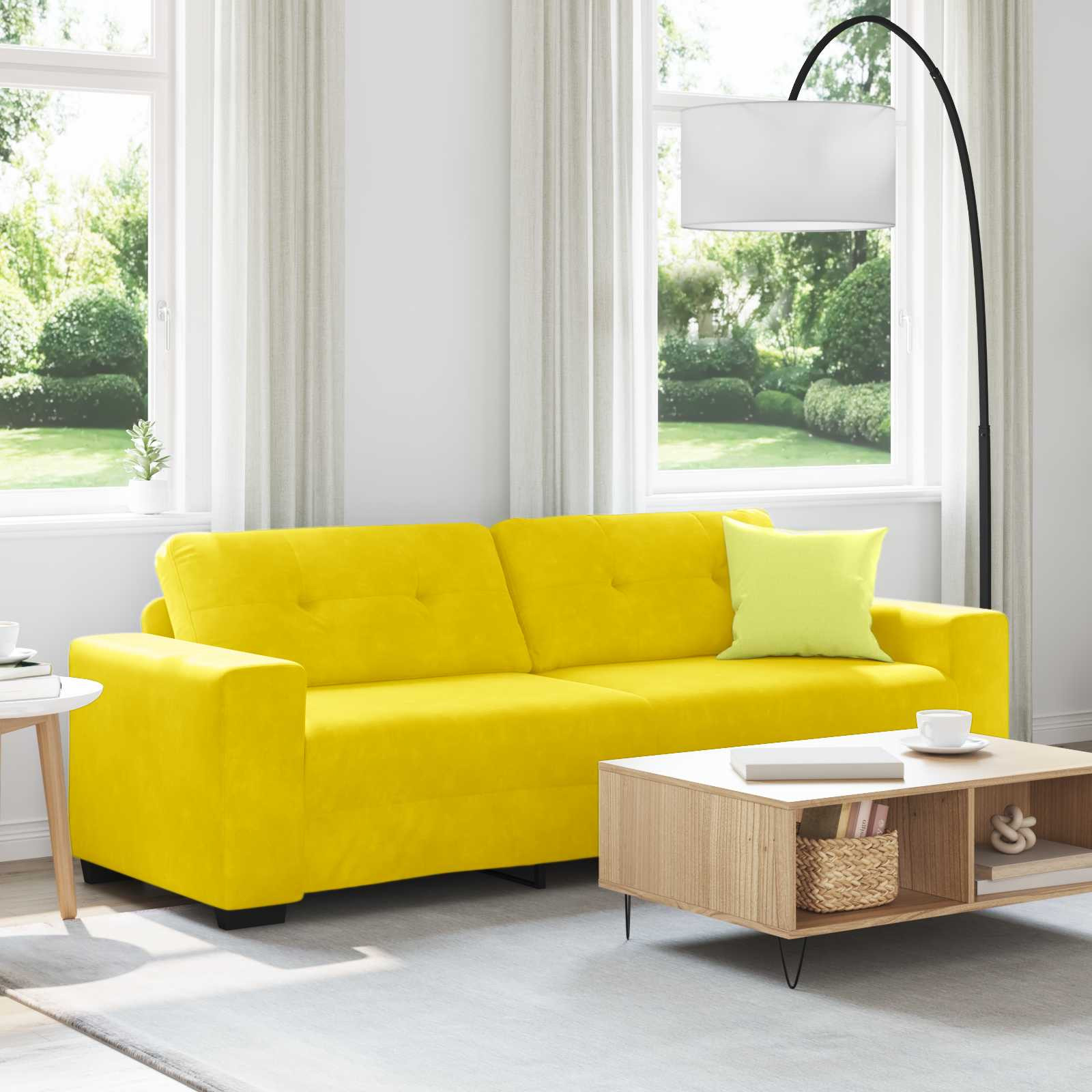 vidaXL 3-Sitzer-Sofa Gelb 220 cm Samt
