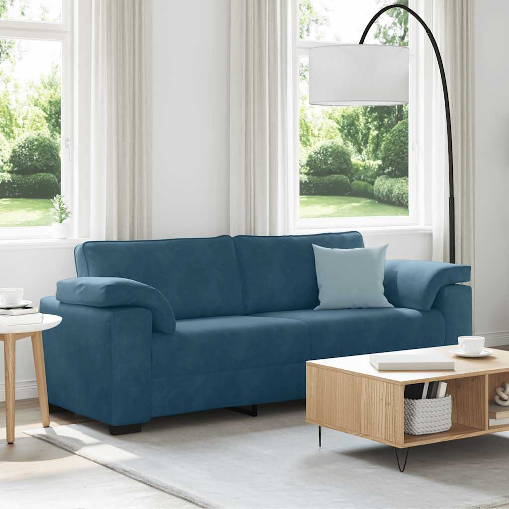 vidaXL 3-Sitzer-Sofa Blau 220x77x82 cm Samt