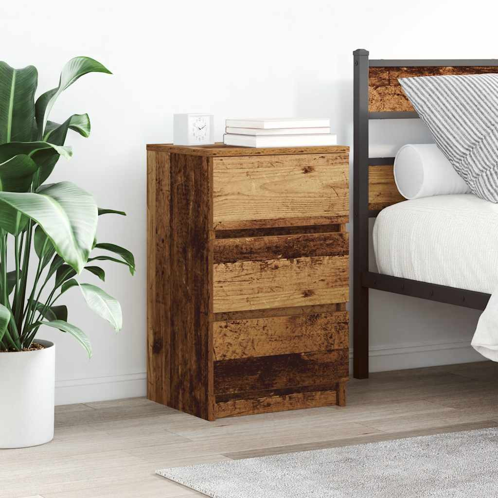 vidaXL Nachttische mit 3 Schubladen 2 Stk. Altholz-Optik 39x35x65 cm