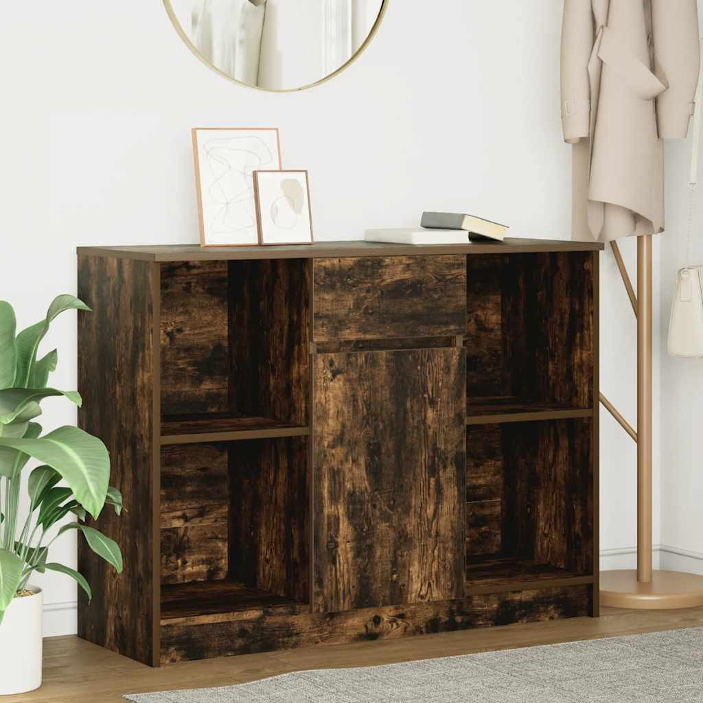 vidaXL Sideboard mit Schublade Räuchereiche 101x35x76 cm Holzwerkstoff