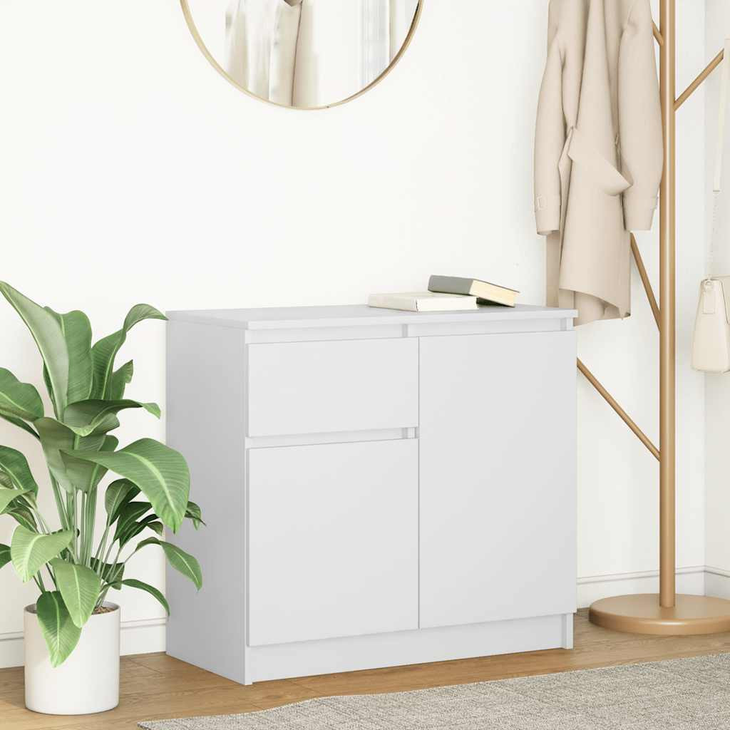 vidaXL Sideboard mit Schublade Weiß 71x35x65 cm Holzwerkstoff