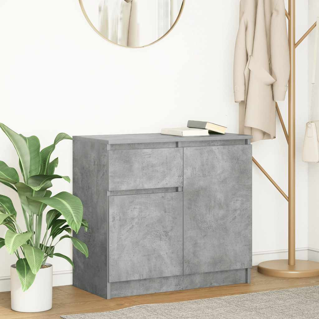 vidaXL Sideboard mit Schublade Betongrau 71x35x65 cm Holzwerkstoff