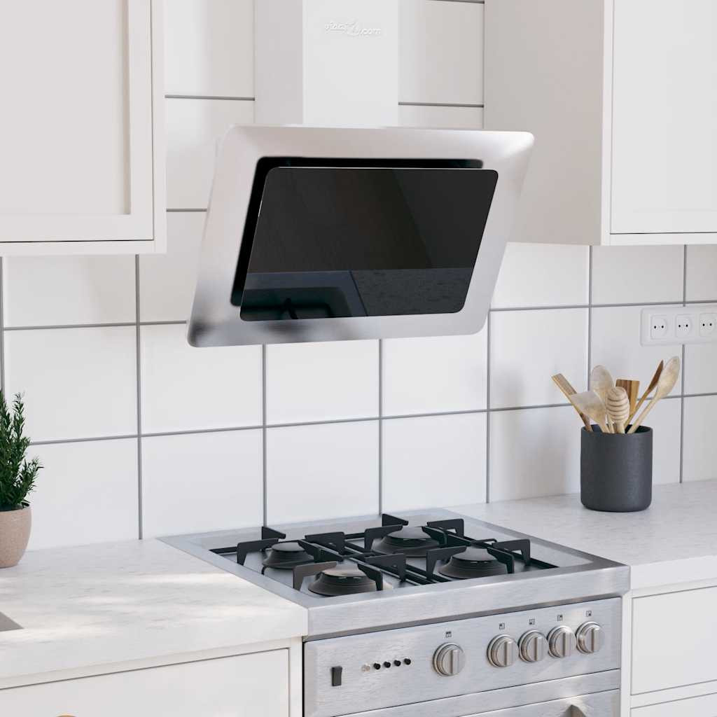 vidaXL Dunstabzugshaube 60 cm Edelstahl und Hartglas Silbern