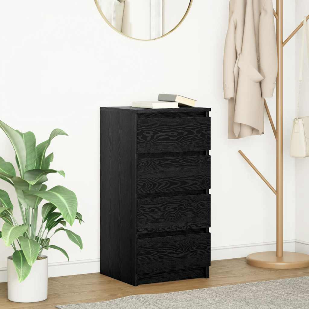 vidaXL Sideboard Schwarz Eichen-Optik 37,5x35x76 cm Holzwerkstoff
