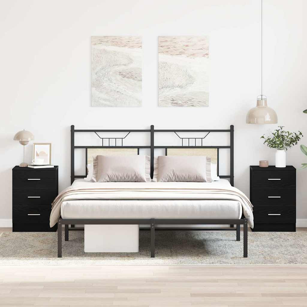vidaXL Nachttische 2 Stk. Schwarze Eiche 38x35x55 cm Holzwerkstoff