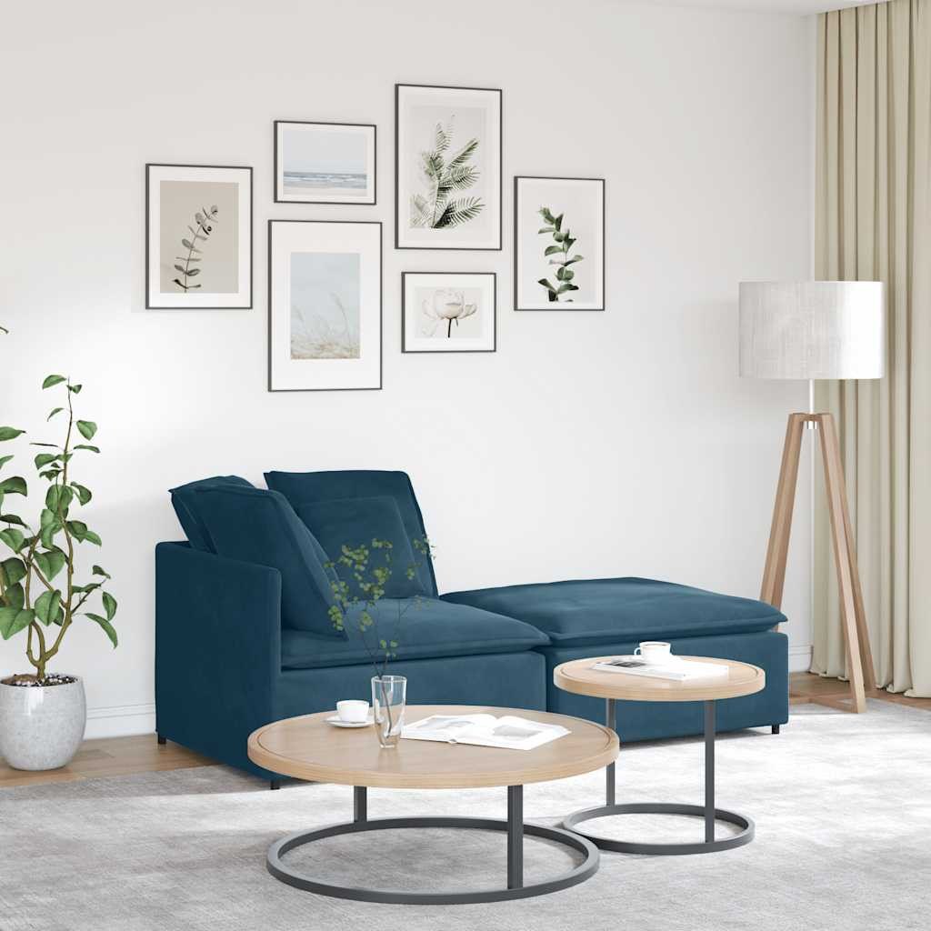 vidaXL Modulares Sofa mit Fußhocker Kissen Samt Blau