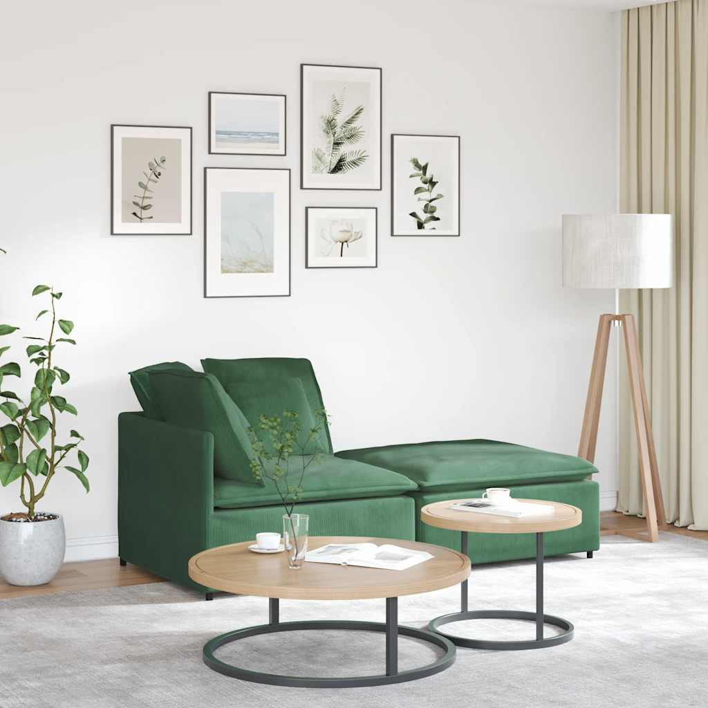 vidaXL Modulares Sofa mit Fußhocker Kissen Cordstoff Dunkelgrün