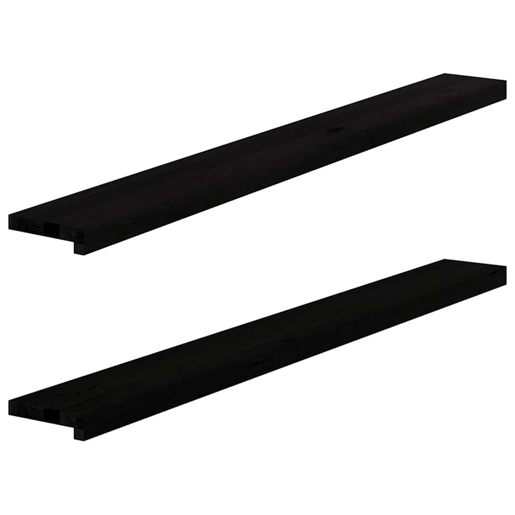 vidaXL Fensterbänke 2 Stk. Braun-Schwarz 140x15x2 cm Massivholz Eiche