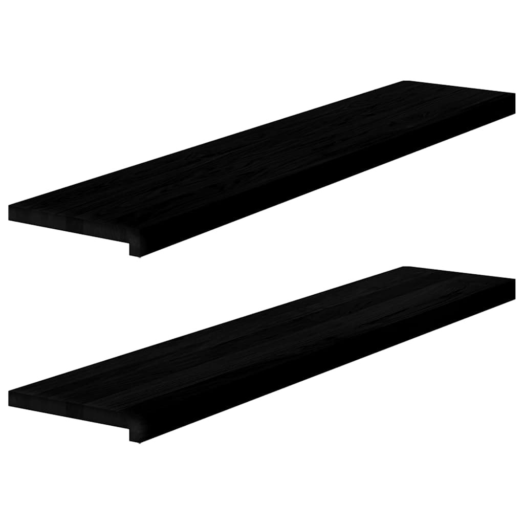 vidaXL Fensterbänke 2 Stk. Braun-Schwarz 120x25x2 cm Massivholz Eiche