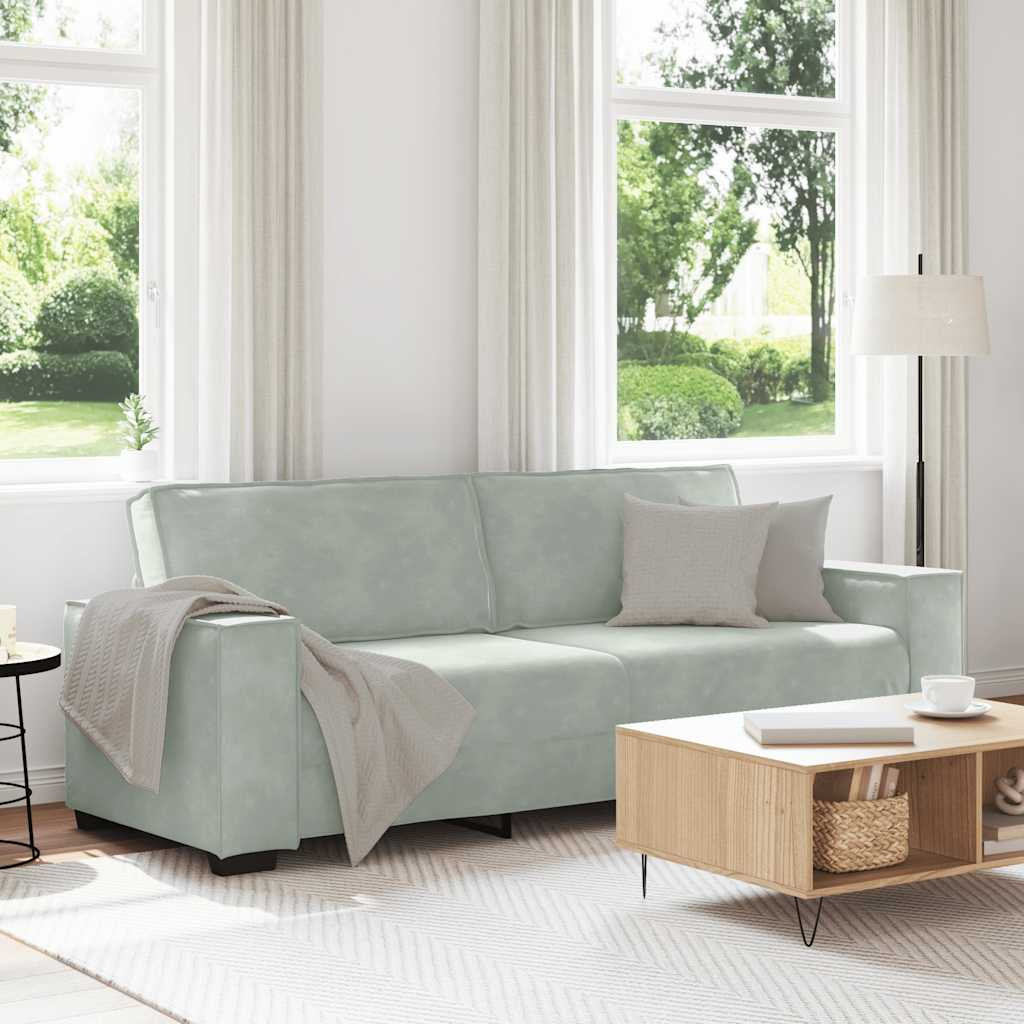 vidaXL 3-Sitzer-Sofa Hellgrau 220x78x84 cm Samt