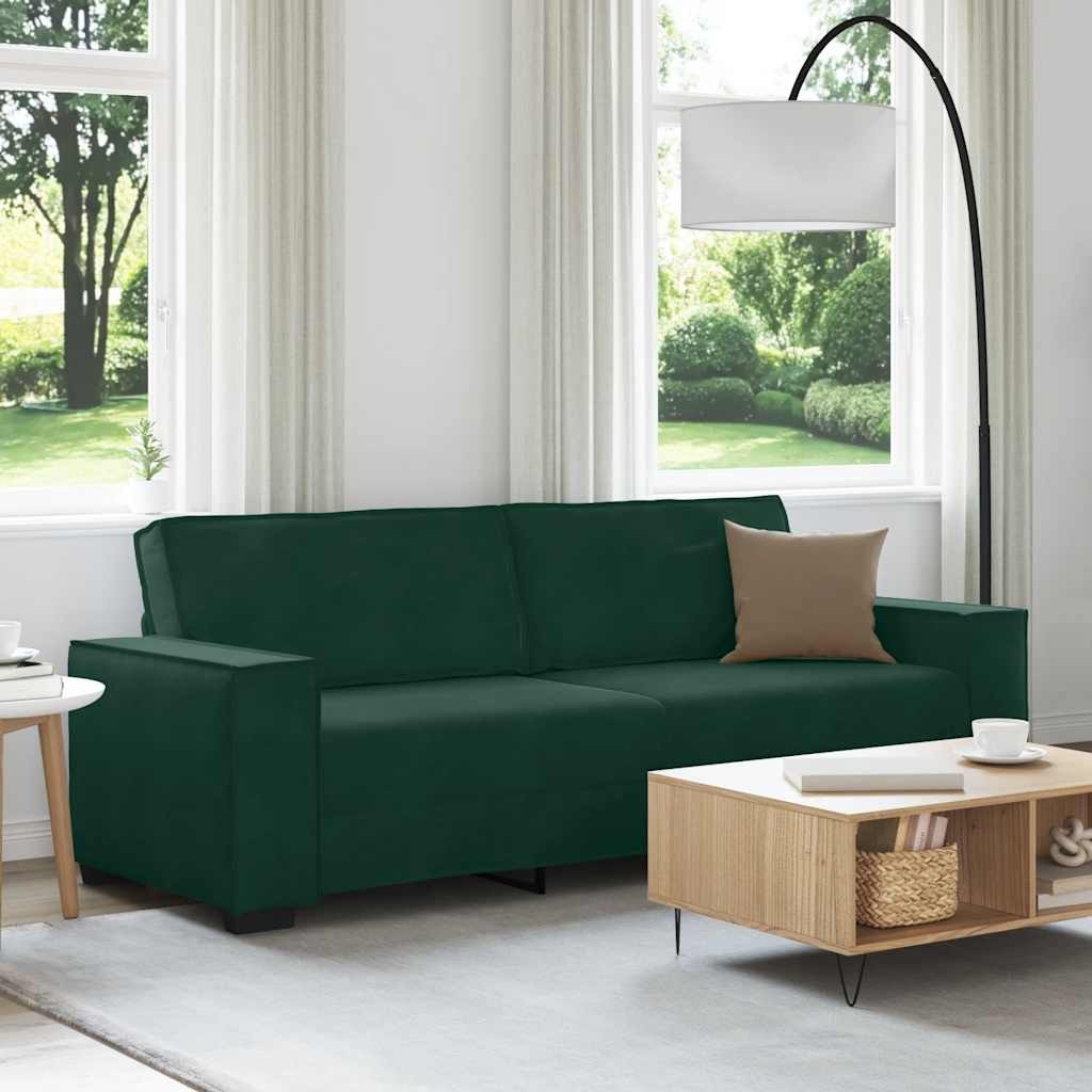 vidaXL 3-Sitzer-Sofa Dunkelgrün 220x78x84 cm Samt