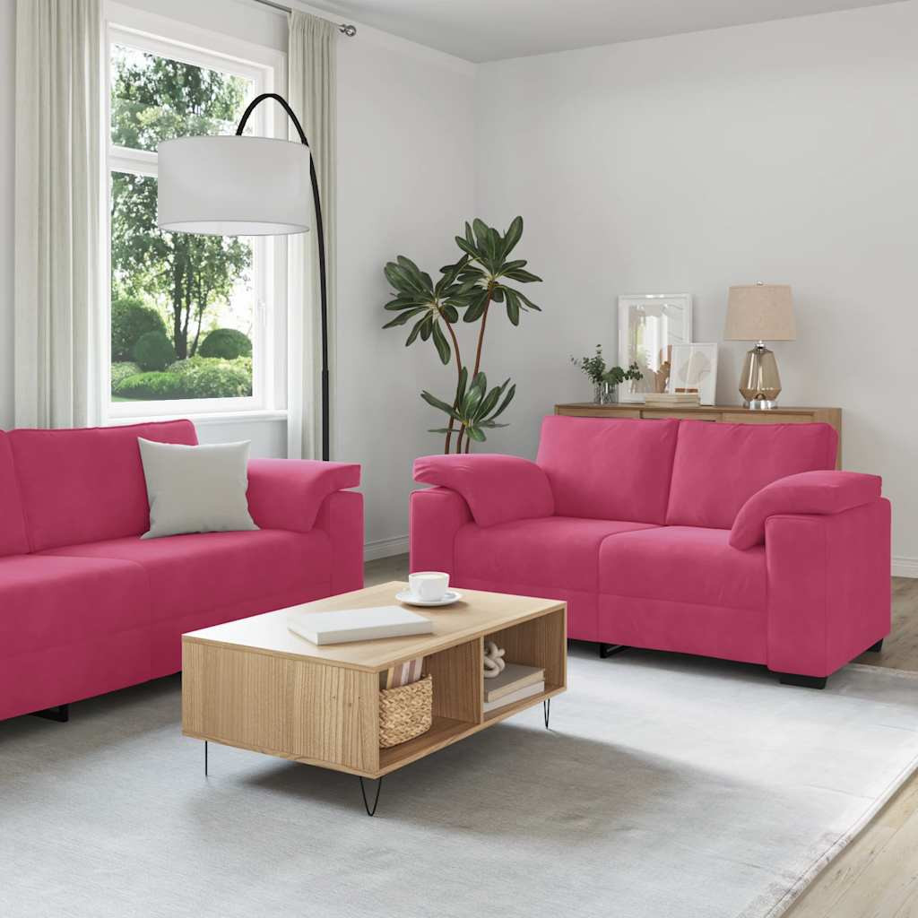 vidaXL 3-tlg. Sofagarnitur mit Kissen Weinrot Samt