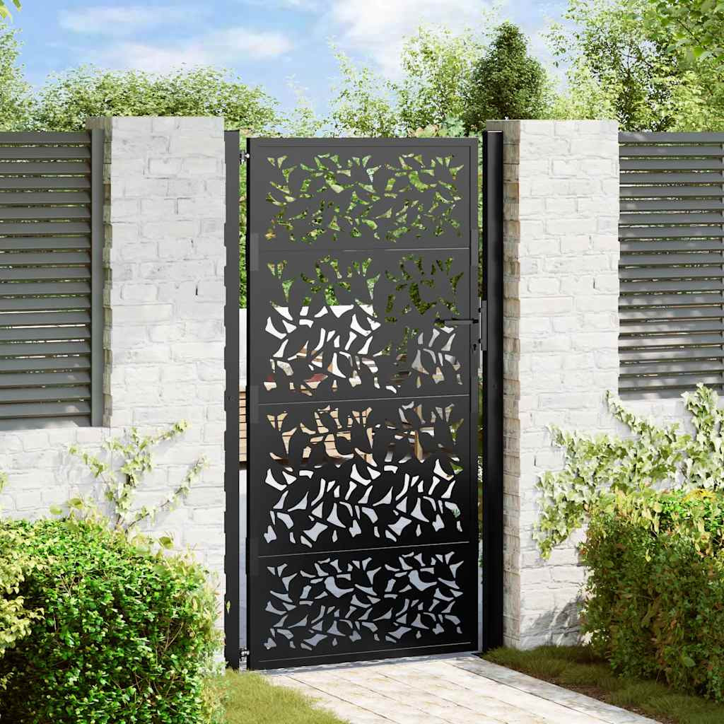 vidaXL Gartentor Schwarz 100x175 cm Stahlblatt-Design