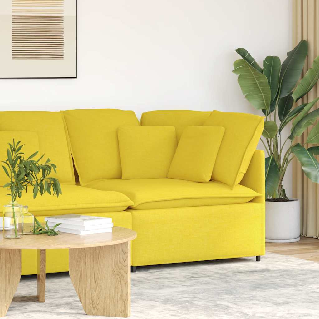 vidaXL Modulares Sofa Eckmodul mit Kissen Hellgelb 100 cm