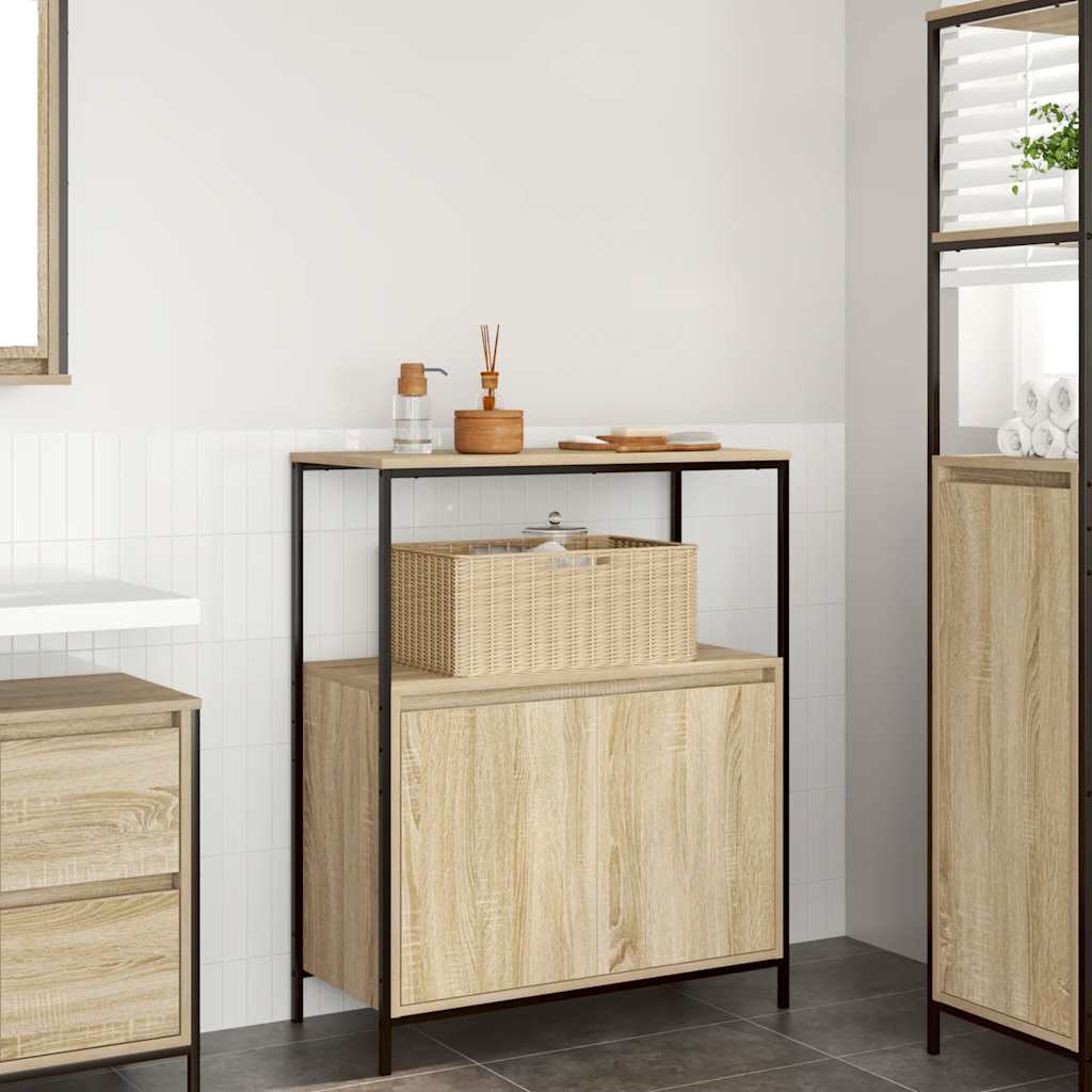 vidaXL Badschrank mit Regalen Sonoma-Eiche 76,5x35x95 cm