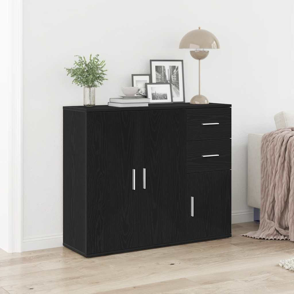 vidaXL Sideboard Schwarze Eiche 91 x 29,5 x 75 cm Holzwerkstoff