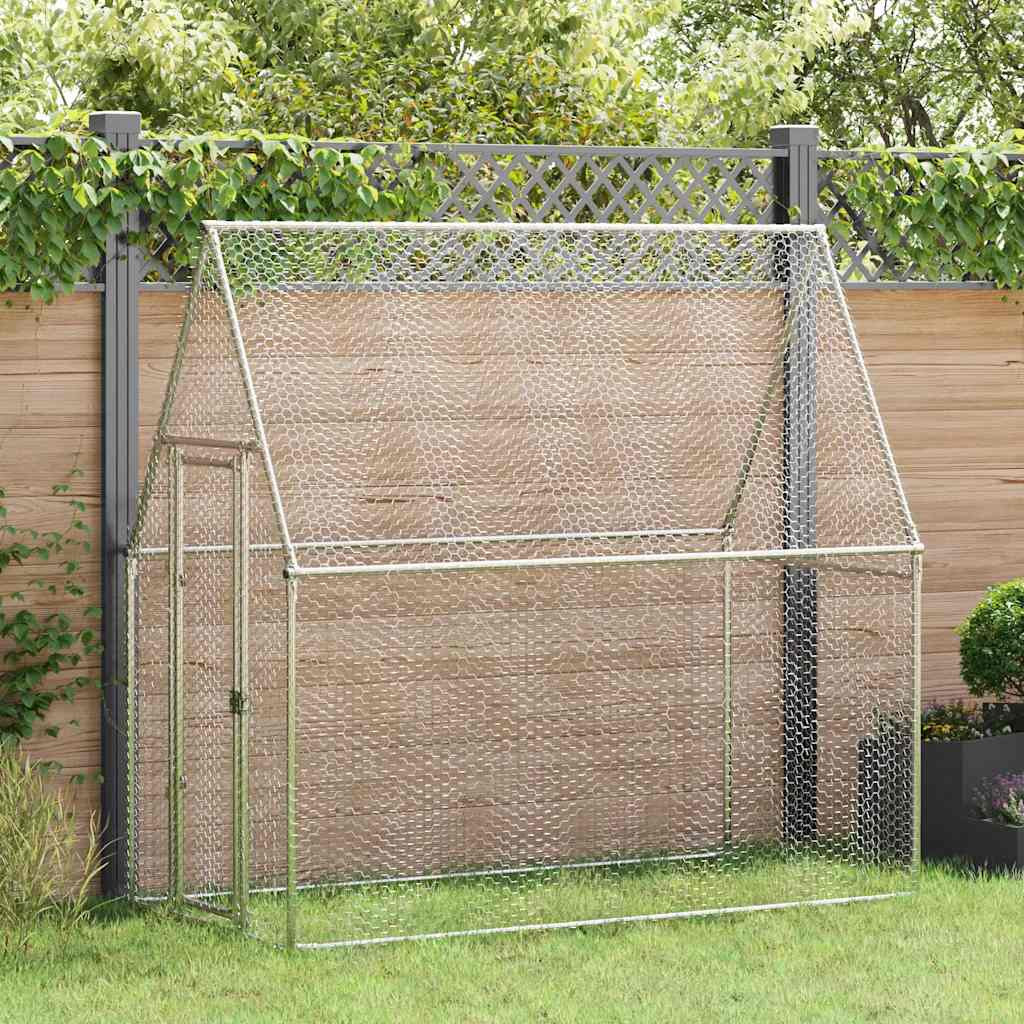 vidaXL Hühnerkäfig Silbern 200x100x190 cm Verzinkter Stahl