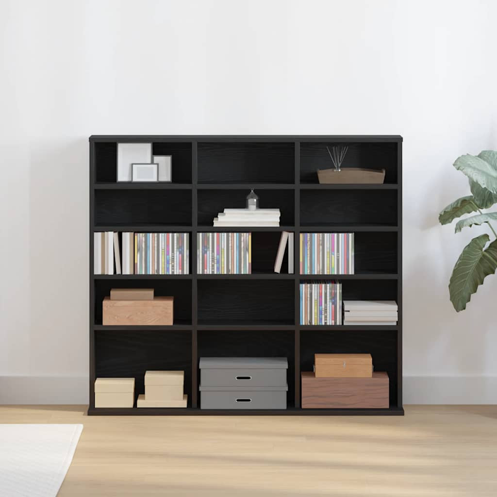 vidaXL CD-Schrank Schwarz Eichen-Optik 100x23x89,5 cm Holzwerkstoff