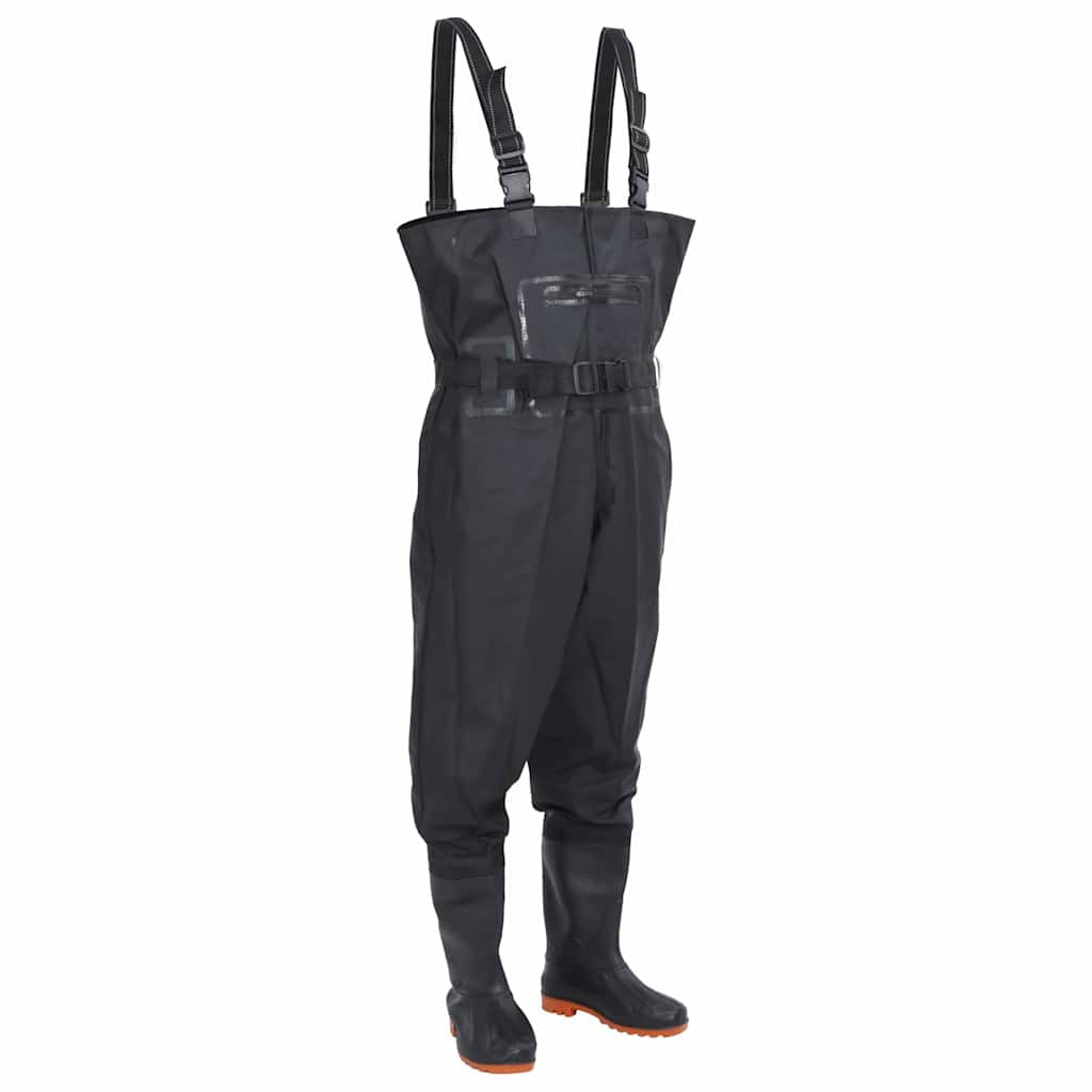 vidaXL Wathose mit Stiefeln und Gürtel Schwarz Größe 43
