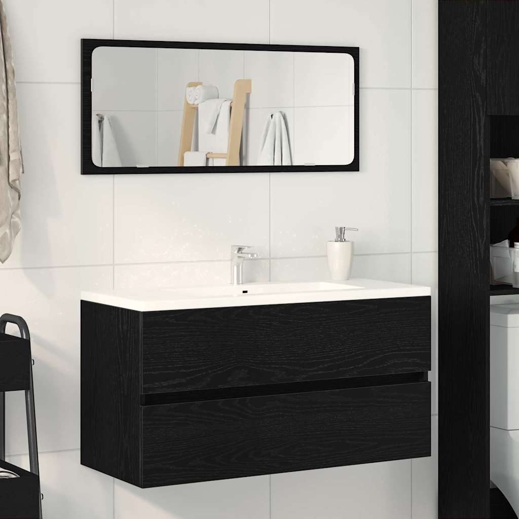 vidaXL Spülbeckenschrank Schwarz Eiche 90x38,5x45 cm Holzwerkstoff