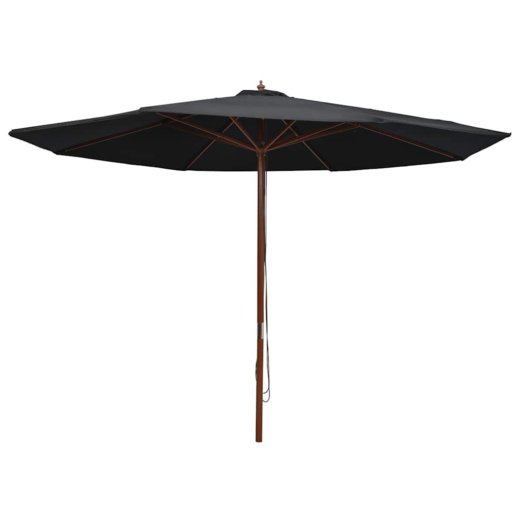 vidaXL Sonnenschirm mit Holzmast 350 cm Schwarz