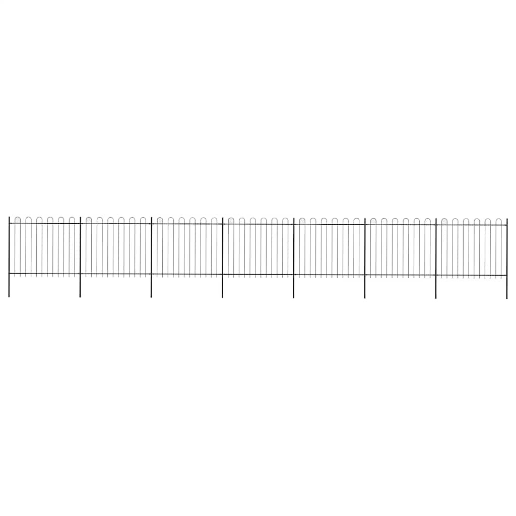 vidaXL Gartenzaun mit Rundbogen Stahl 1172 x 150 cm Schwarz