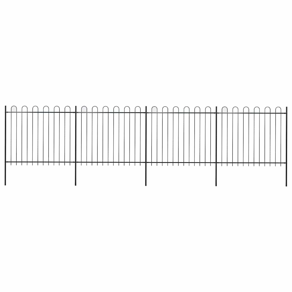 vidaXL Gartenzaun mit Rundbogen Stahl 671 x 150 cm Schwarz