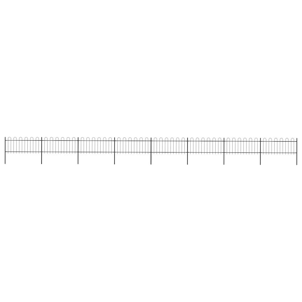 vidaXL Gartenzaun mit Rundbogen Stahl 1339 x 80 cm Schwarz