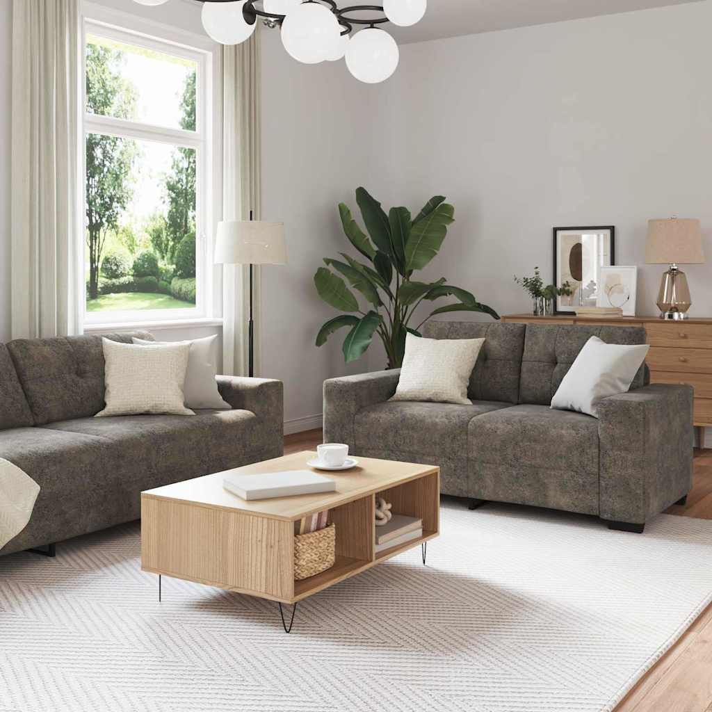 vidaXL Sofa 2 pcs Dunkelgrau 221 x 80 x 80 cm Stoff