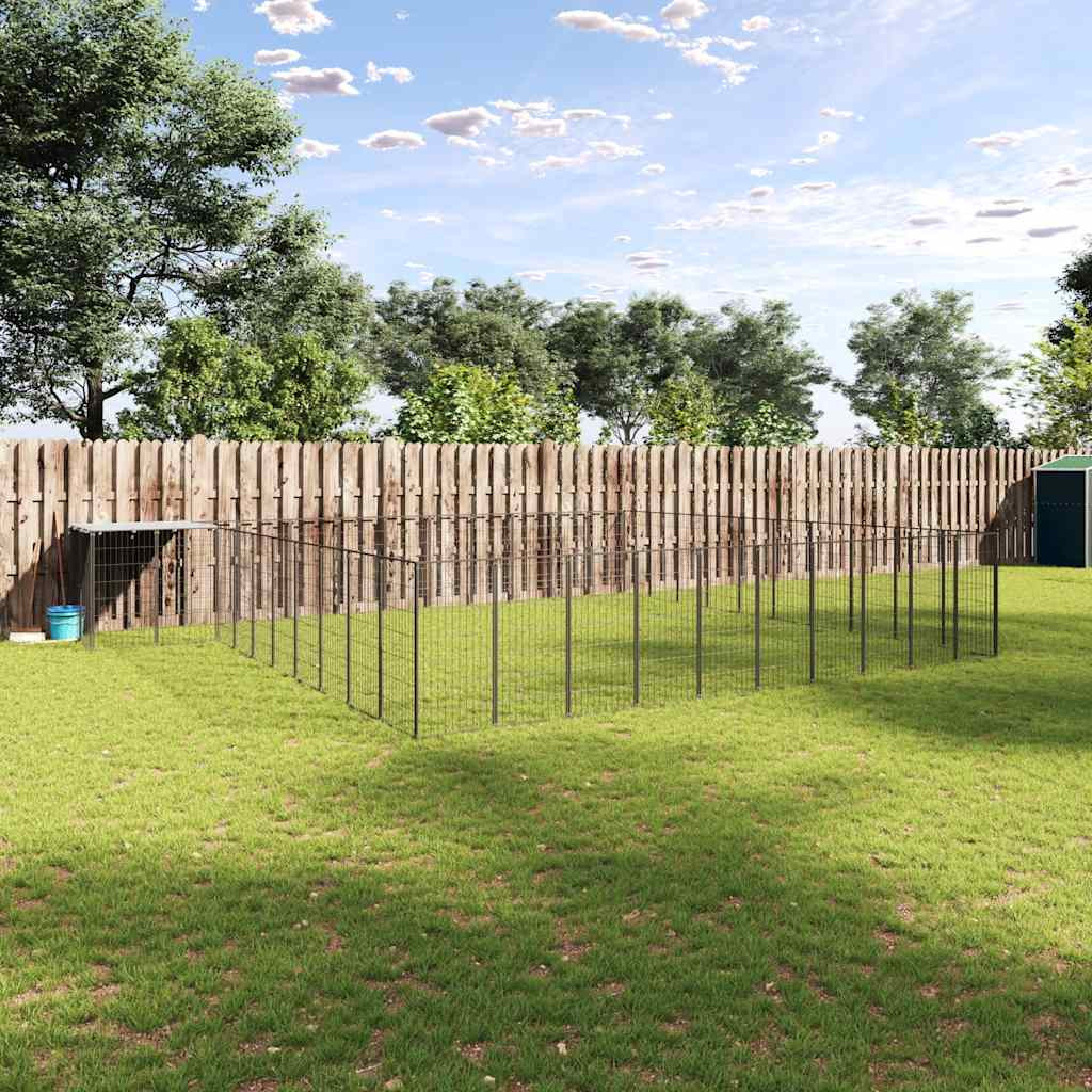 vidaXL Hundezwinger Schwarz 31,46 m² Stahl