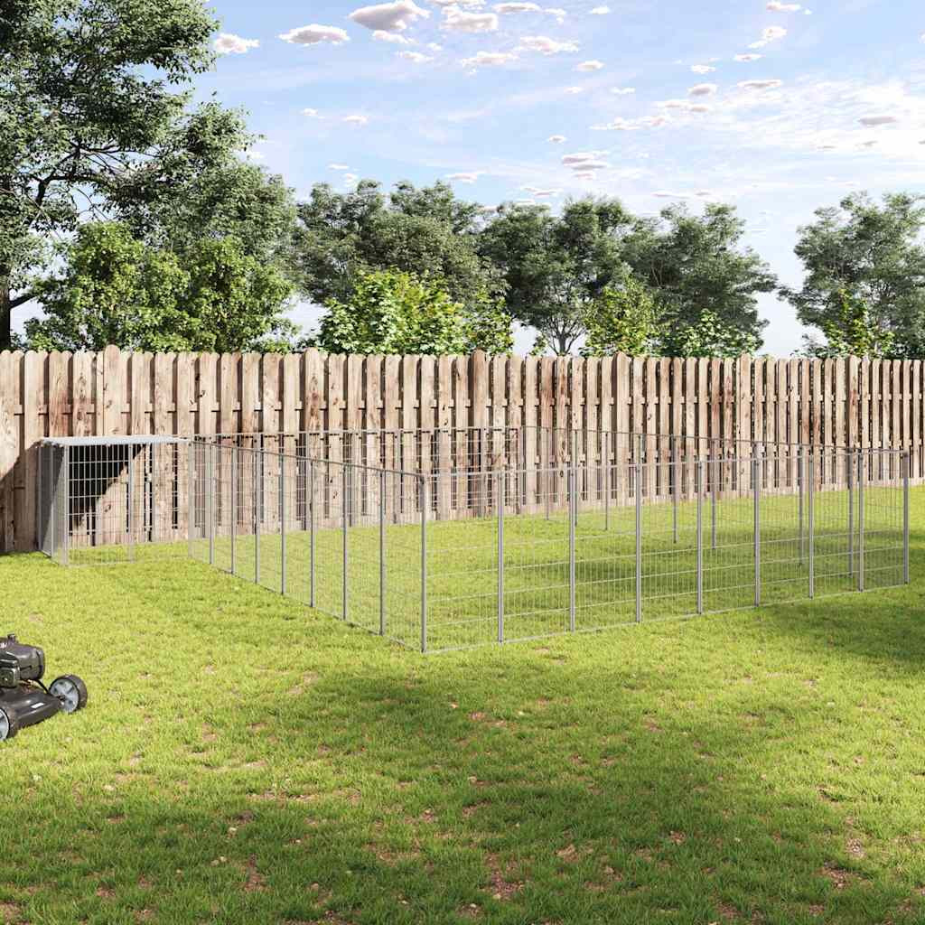vidaXL Hundezwinger Silbern 37,51 m² Stahl