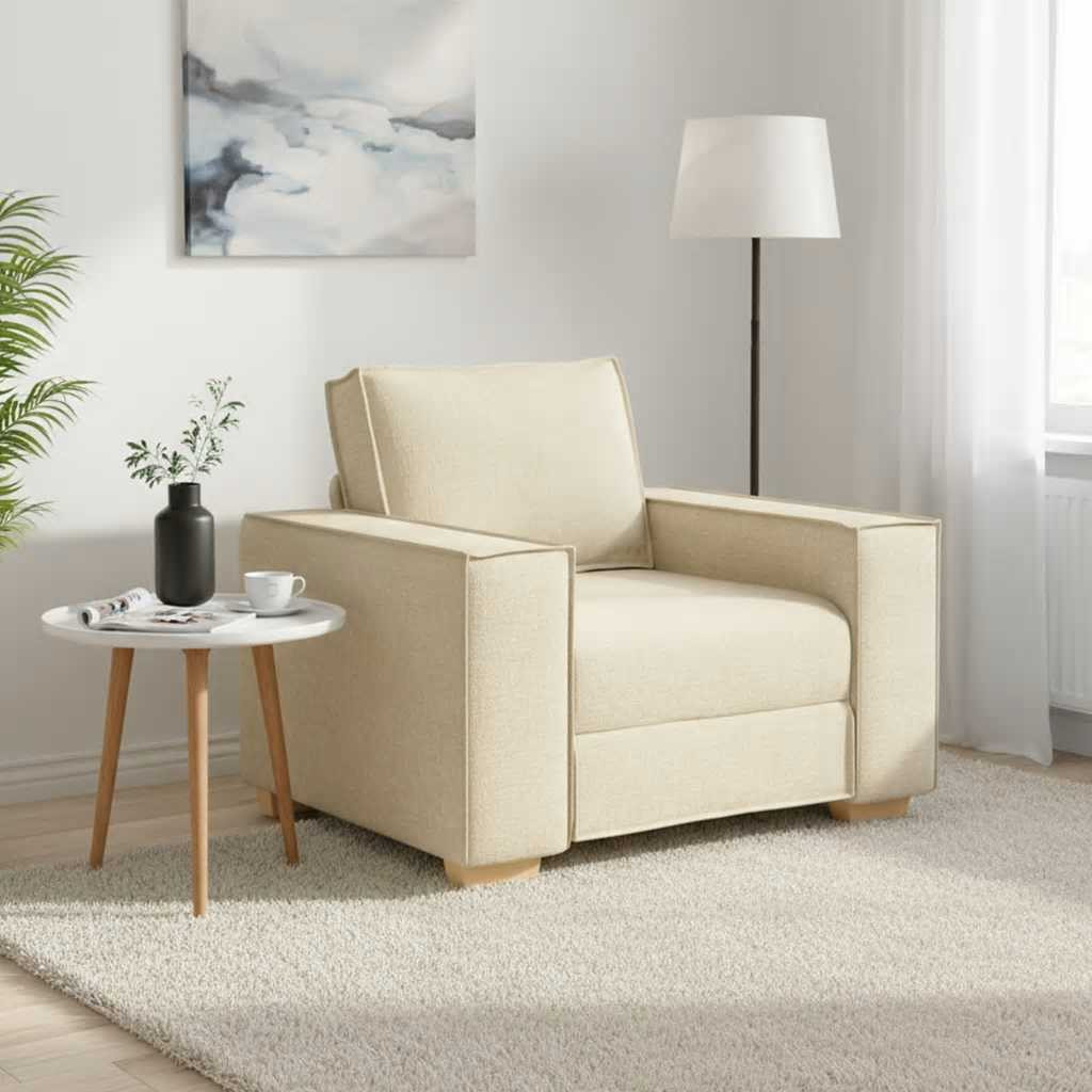 vidaXL Sofa Stuhl Creme 60 cm Stoff