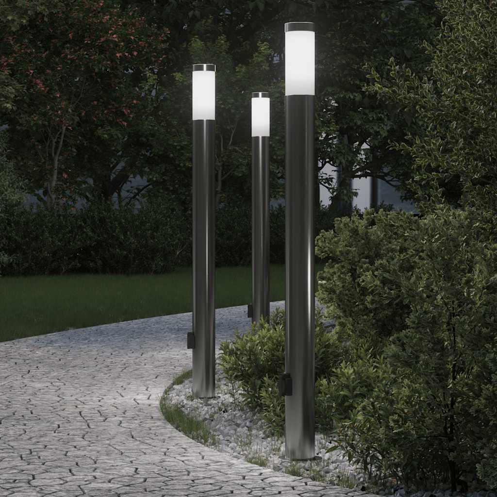 vidaXL Pollerleuchten mit Auslass 3er 110 cm Edelstahl IP44