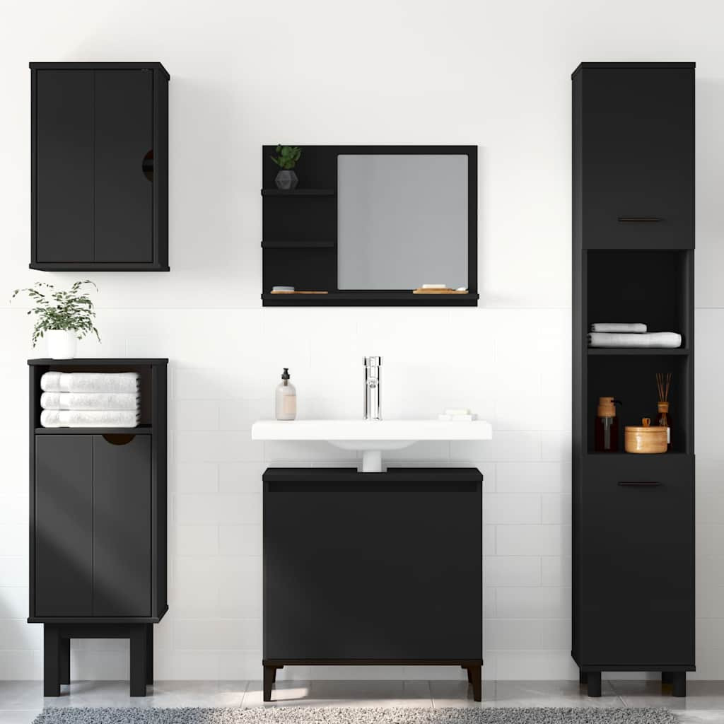 vidaXL Badspiegel Schwarz 60x10,5x45 cm Holzwerkstoff