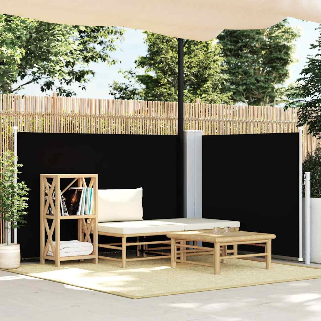 vidaXL Ausziehbare Seitenmarkise Schwarz 100 x 600 cm