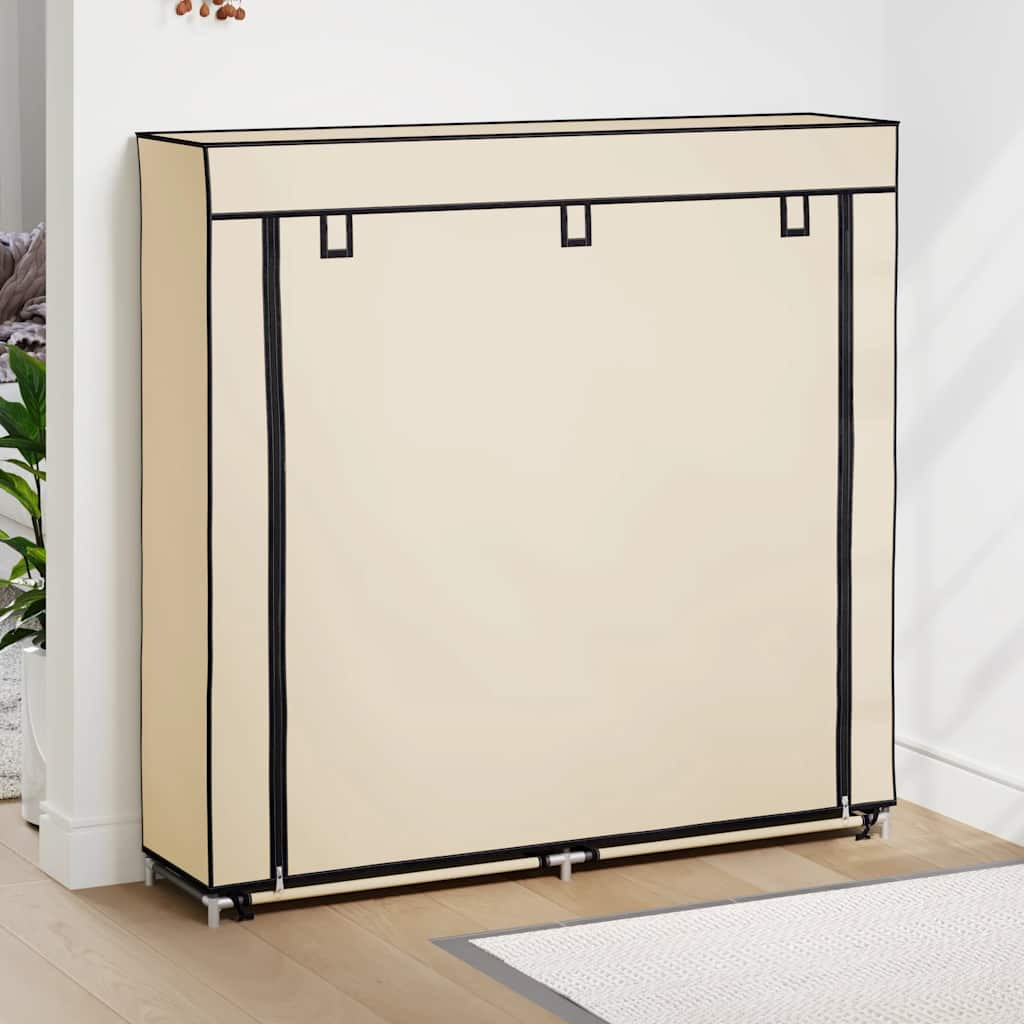 vidaXL Schuhschrank mit Abdeckung Cremeweiß 115 x 28 x 110 cm Stoff