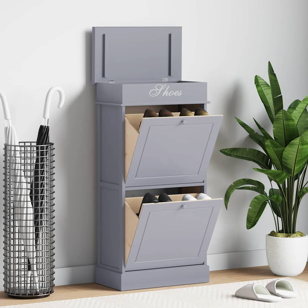 vidaXL Schuhschrank Grau 50 x 28 x 98 cm Paulownia Holz