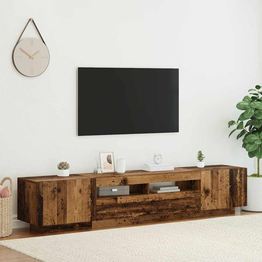 vidaXL TV-Schrank mit LED-Leuchten Altholz-Optik 200x35x40 cm