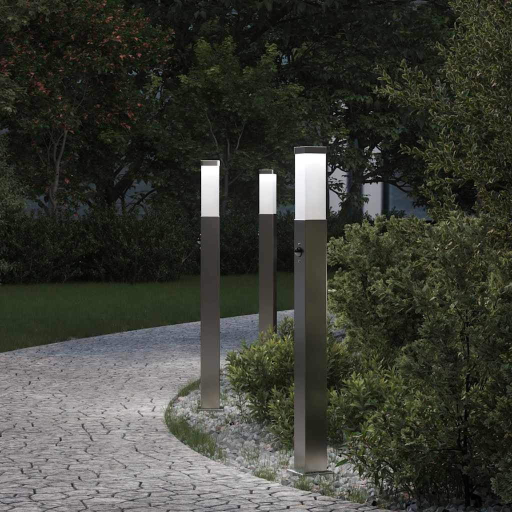 vidaXL Pollerleuchten mit Sensor 3 Stk. 80 cm Edelstahl IP44