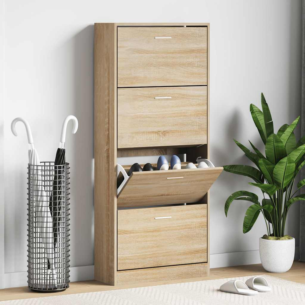 vidaXL Schuhschrank Sonoma-Eiche 63x24x147 cm Holzwerkstoff