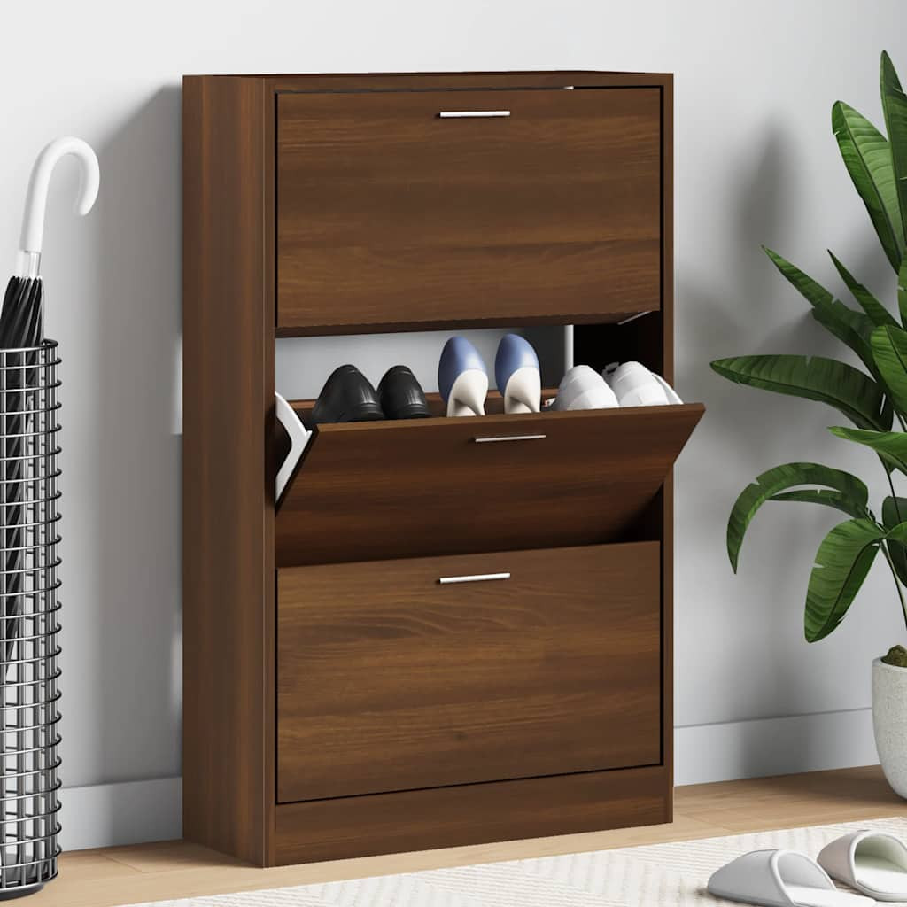 vidaXL Schuhschrank Braun Eichen-Optik 63x24x103 cm Holzwerkstoff