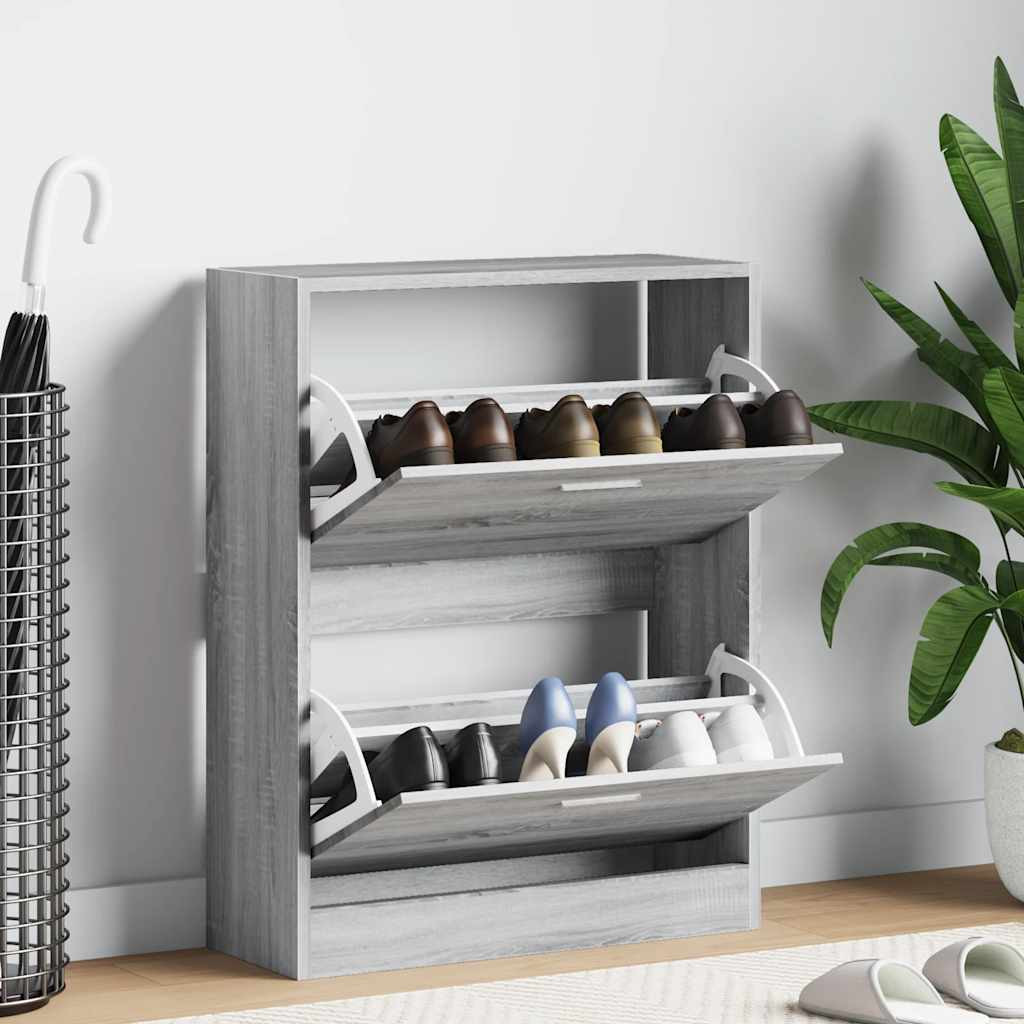 vidaXL Schuhschrank Grau Sonoma 63x24x81 cm Holzwerkstoff