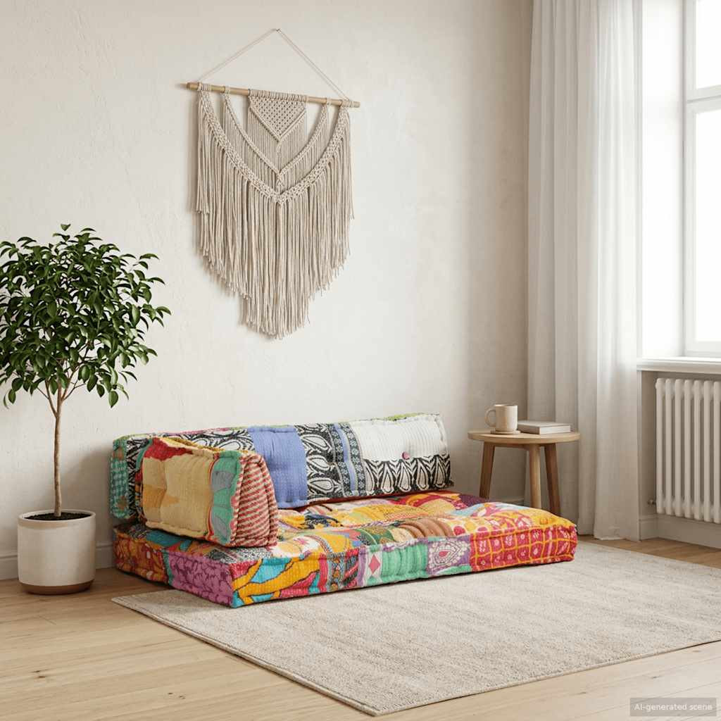 vidaXL Palettensofa-Auflage Mehrfarbig Stoff Patchwork