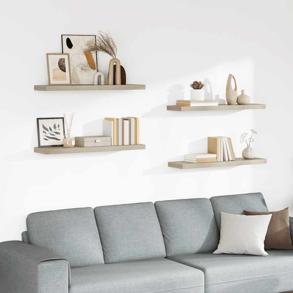 vidaXL Schwebende Wandregale 4 Stk. Eichefarben 90x23,5x3,8 cm MDF